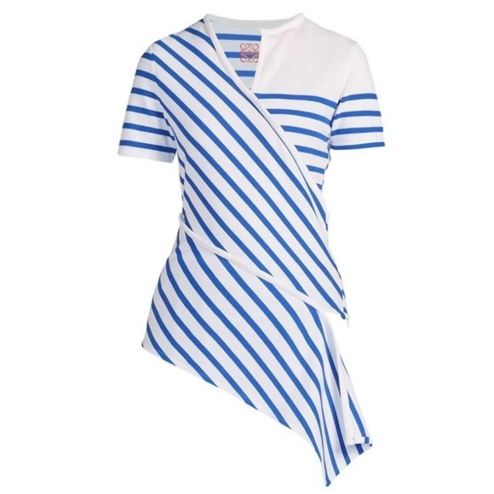 Loewe Blue and White Striped Asymmetrical Top Size L